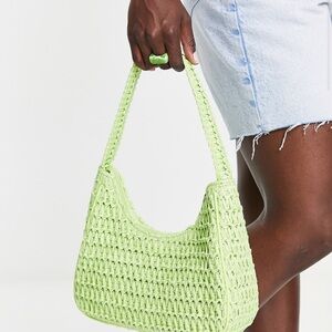 Monki Light Green Woven Shoulder Bag